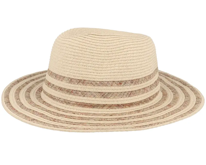 Seeberger Fedora In Stripy Design Linen Sand Straw Hat online