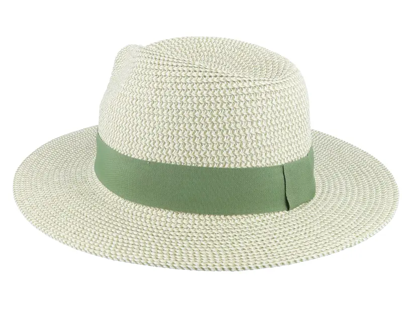 Seeberger Paper Mix Fedora Ribbon Grass-green/Linen Straw Hat online