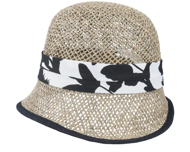 Seeberger Seagras Cloche With Trimming Nature-Black Straw Hat online