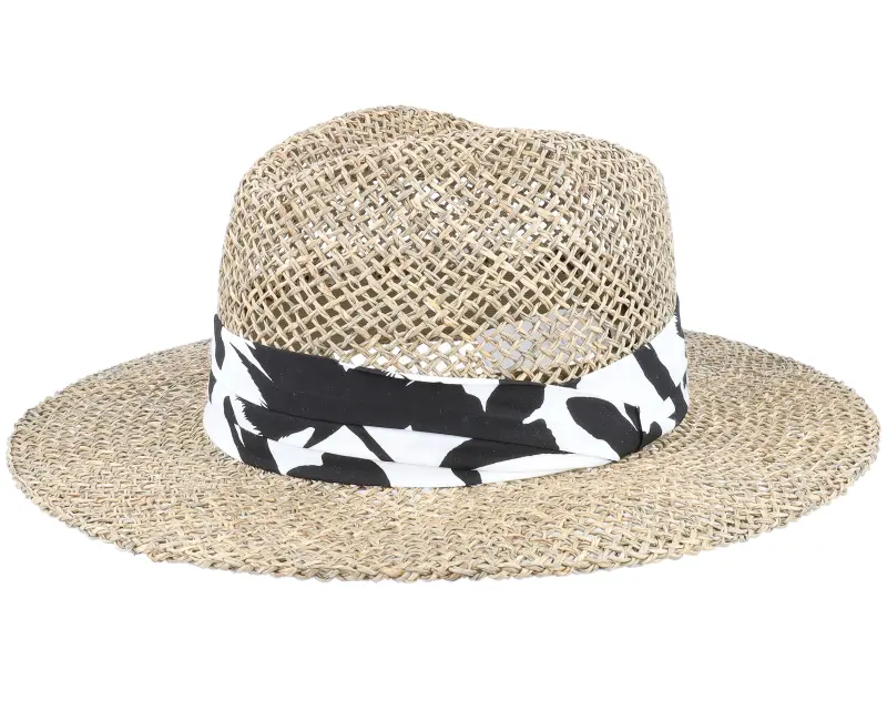 Seeberger Seagras Fedora With Trimming Nature-Black Straw Hat online