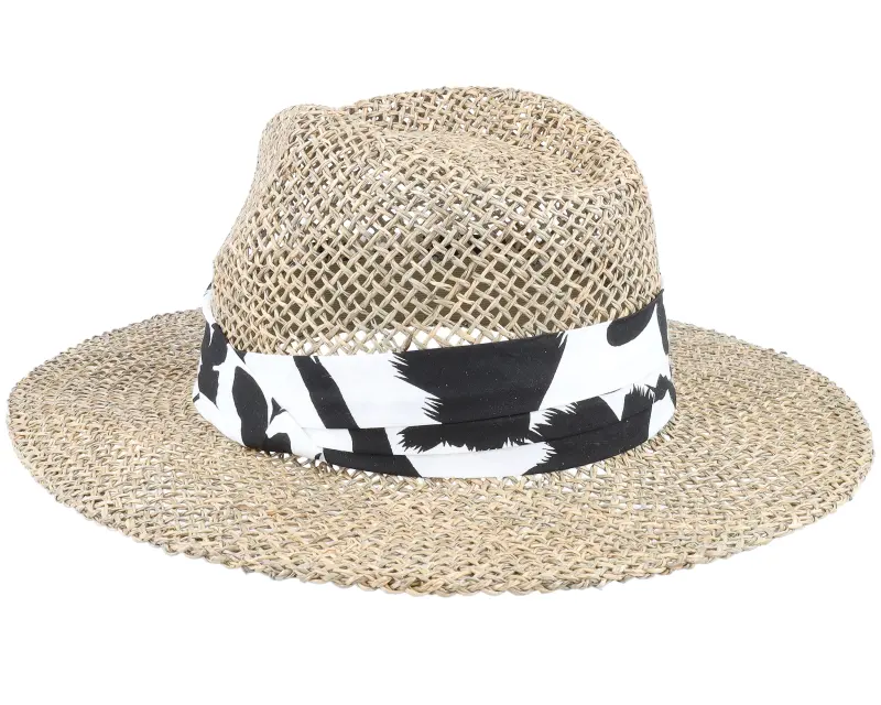 Seeberger Seagras Fedora With Trimming Nature-Black Straw Hat online