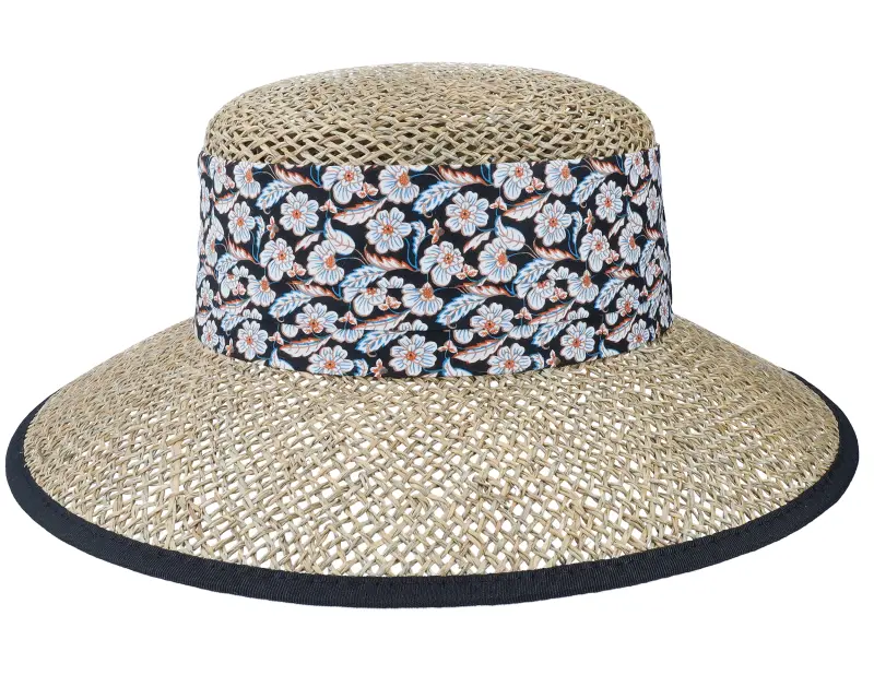 Seeberger Seagras Floppy With Small Nature-Black Straw Hat online
