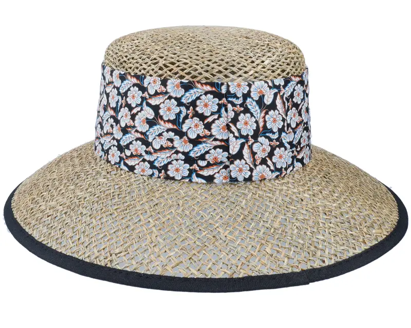 Seeberger Seagras Floppy With Small Nature-Black Straw Hat online