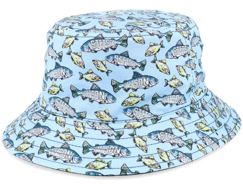 Stetson 2sided Light Blue Fish Print Bucket online