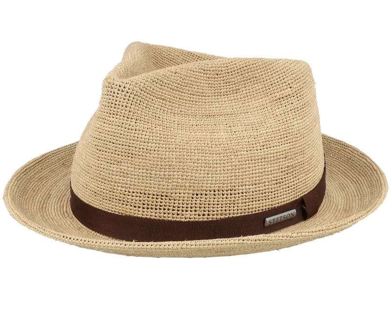 Stetson Fedora Raffia Crochet Beige Straw Hat online