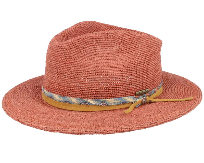 Stetson Traveller Raffia Crochet Burned Orange Straw Hat online