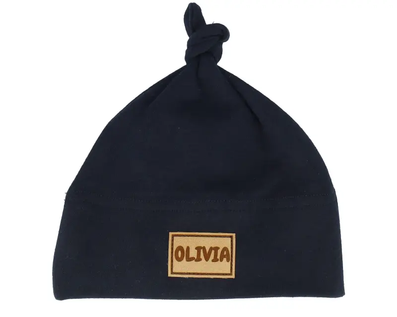 Babybugz Kids Baby One-knot Engraved Suede Patch Black Beanie online