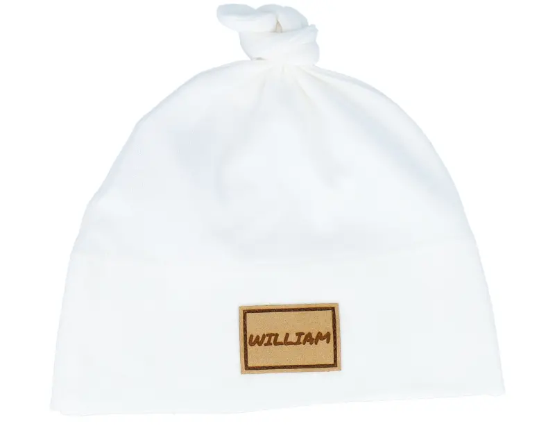 Babybugz Kids Baby One-knot Engraved Suede Patch White Beanie online