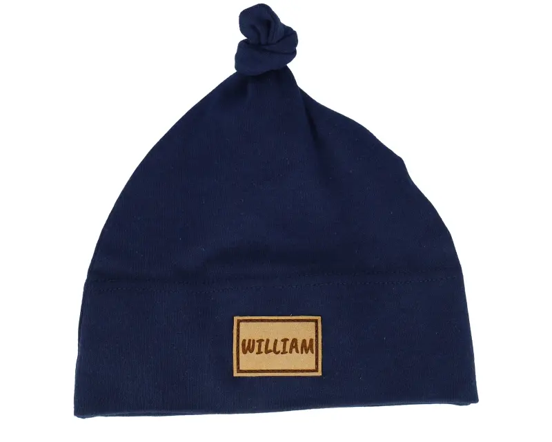 Babybugz Kids Navy One-knot Engraved Suede Patch Beanie online