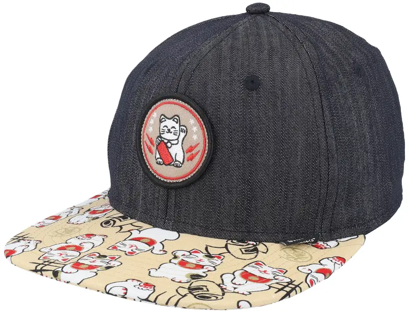 Djinns Kids Lucky Cat Linen Rev. Black Snapback online