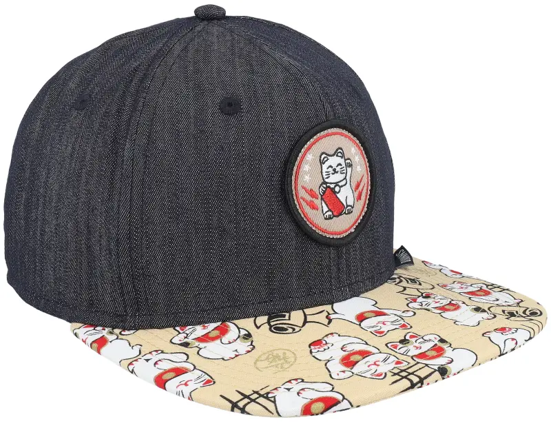 Djinns Kids Lucky Cat Linen Rev. Black Snapback online