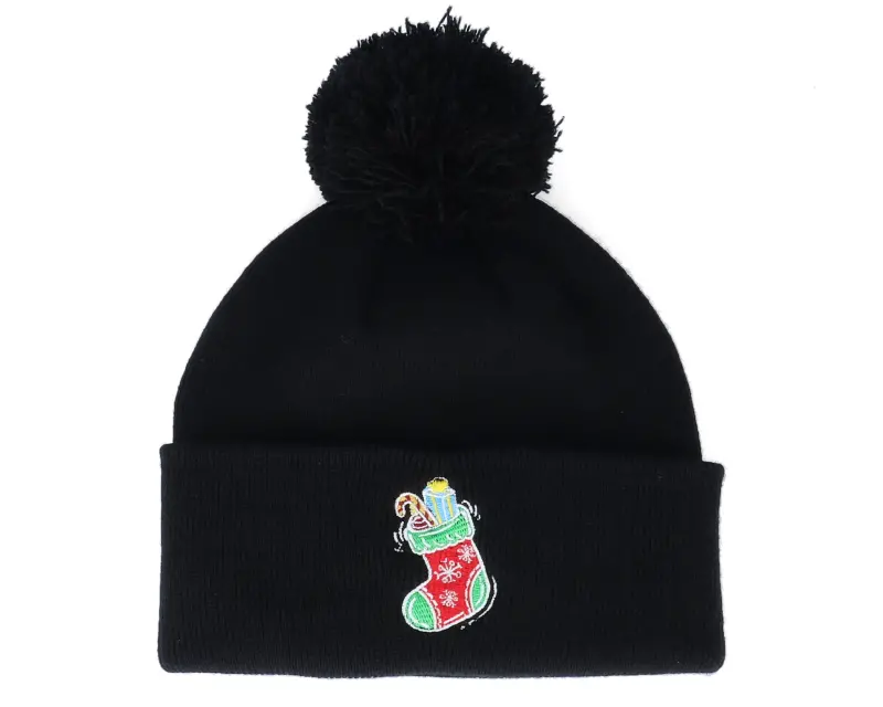 Ho-Ho-Hats Kids Christmas Sock Gift Black Pom Pom Beanie – Iconic online