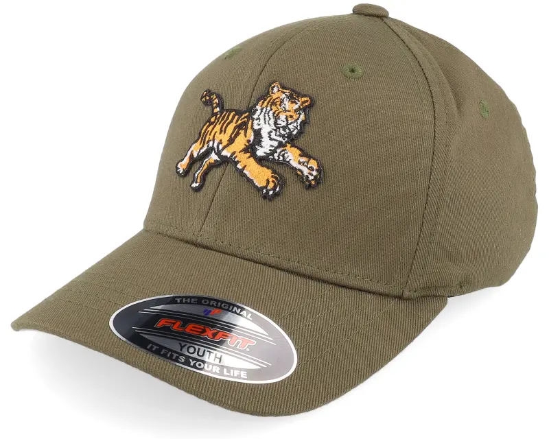 Kiddo Cap Kids Attacking Tiger Olive Flexfit online