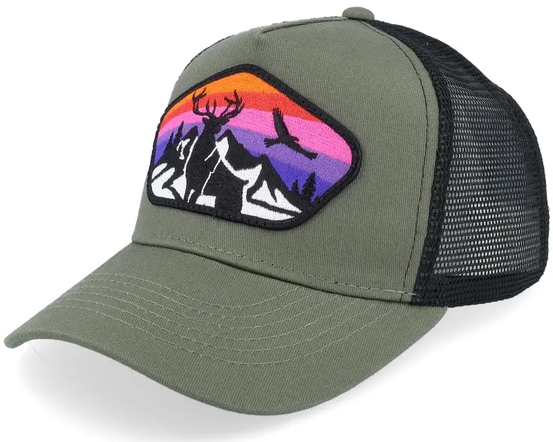 Kiddo Cap Kids Colorful Deer Big Patch Olive Green/Black online