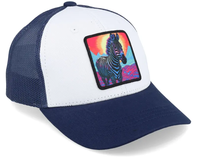 Kiddo Cap Kids Colorful Zebra Patch White/Navy Trucker online