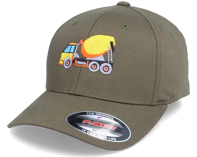 Kiddo Cap Kids Concrete Mixer Truck Olive Flexfit online