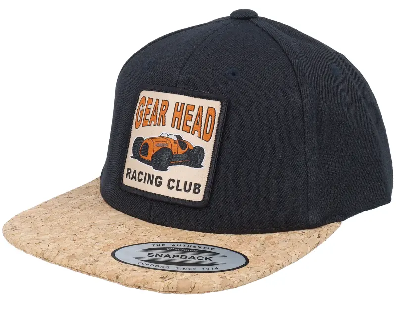 Kiddo Cap Kids Gear Head Racing Club Patch Black/Cork Snapback online
