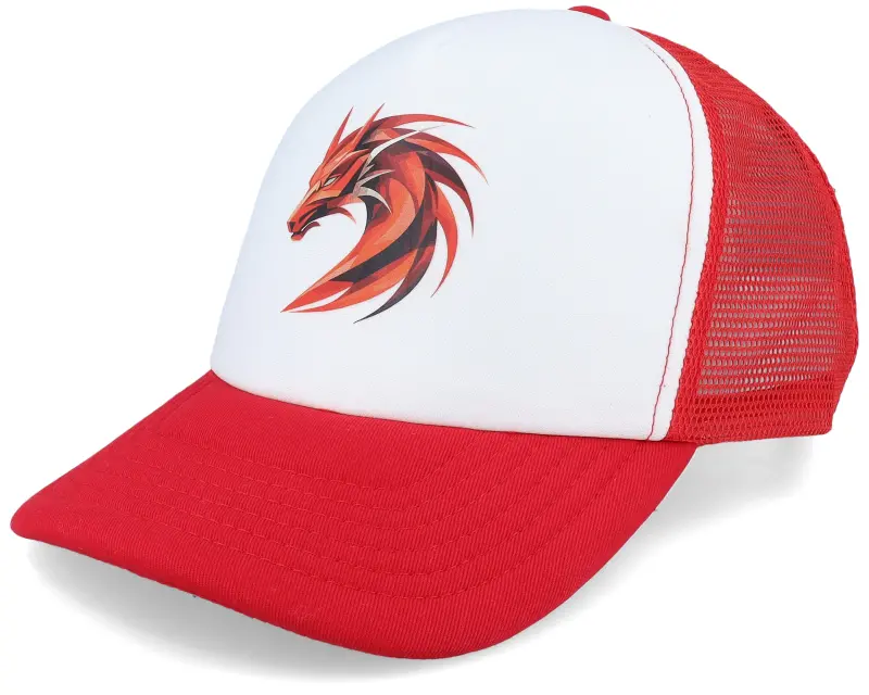 Kiddo Cap Kids Geometry Dragon Red/White Foam Trucker online