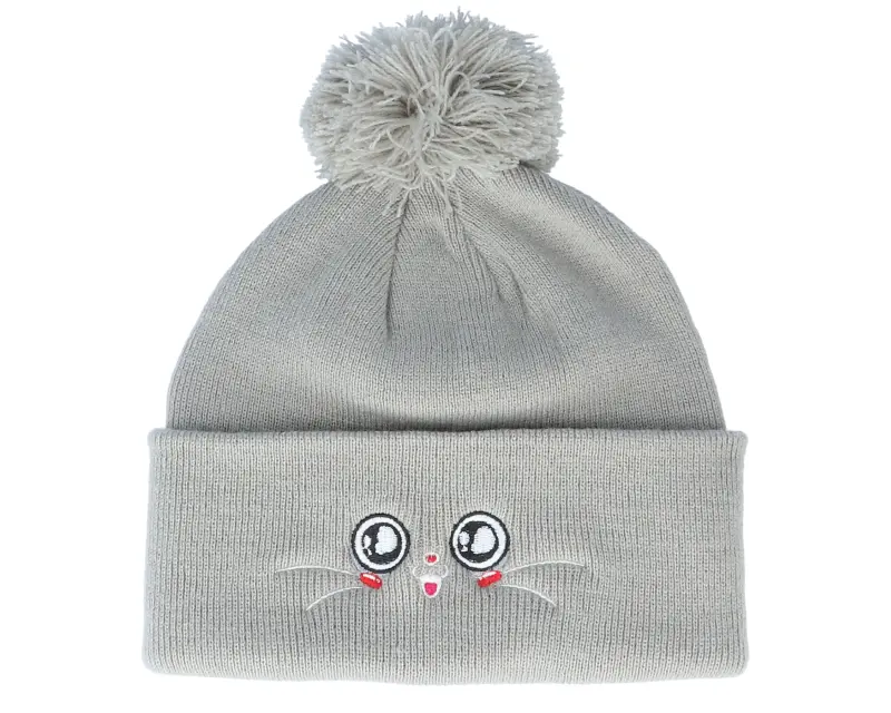 Kiddo Cap Kids Happy Eyes Light Grey Pom online