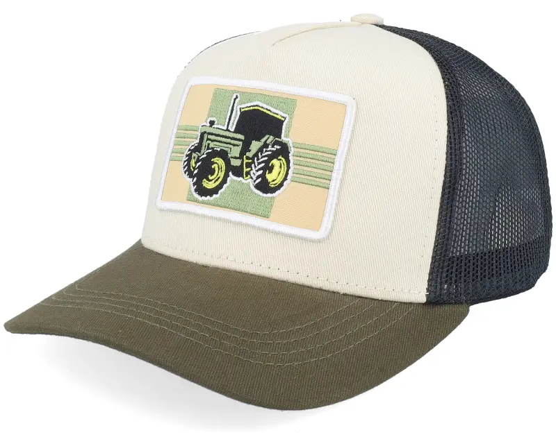 Kiddo Cap Kids Old Tractor Big Patch Ivory/Black/Dark Mesh A-Frame Trucker online