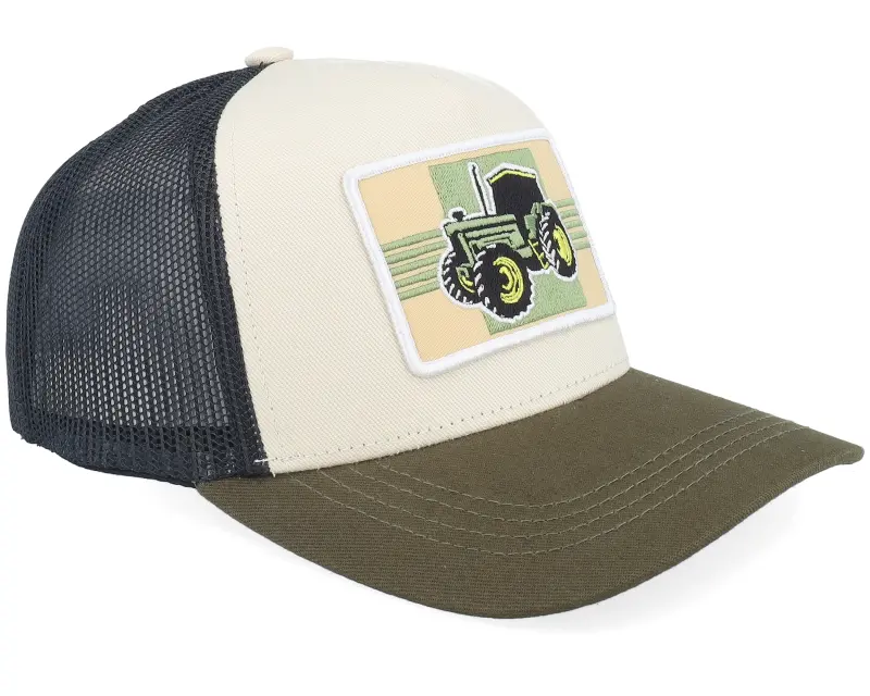 Kiddo Cap Kids Old Tractor Big Patch Ivory/Black/Dark Mesh A-Frame Trucker online