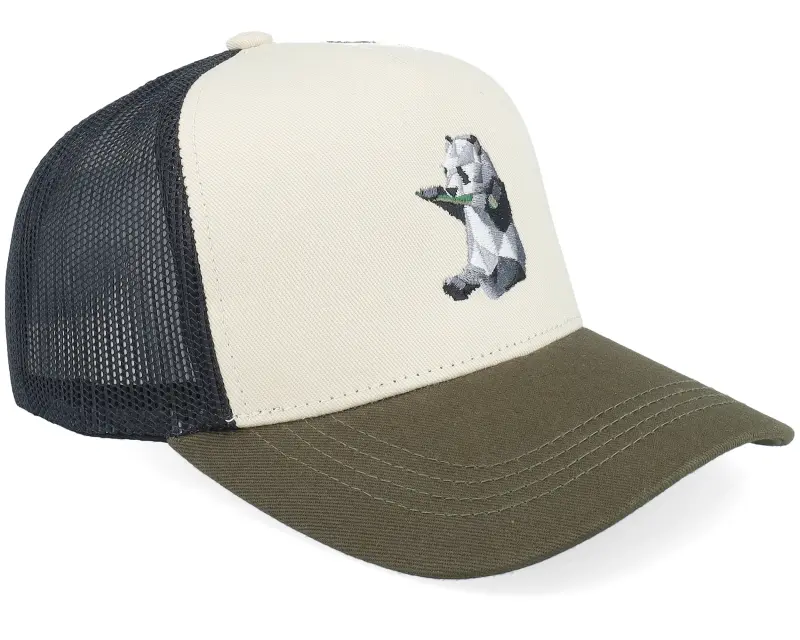 Kiddo Cap Kids Paper Panda Stone/Black/Olive A-frame Trucker online