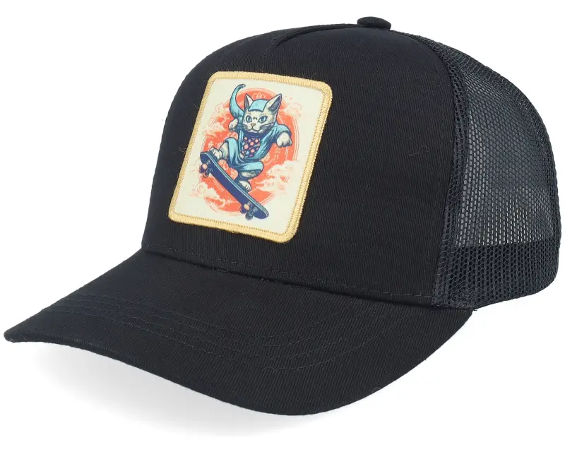 Kiddo Cap Kids Skater Cat Patch Black Trucker online