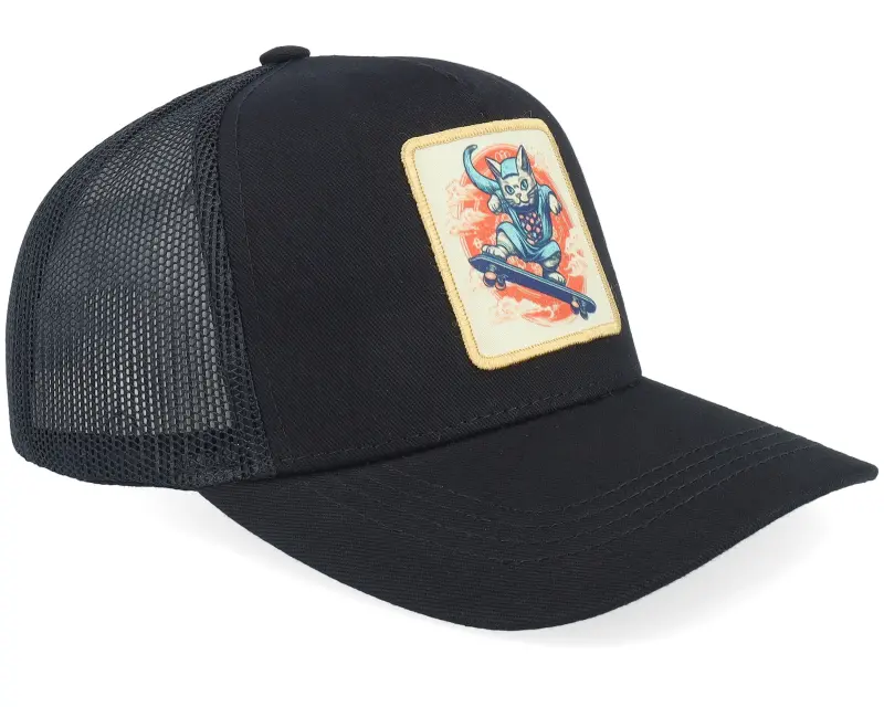 Kiddo Cap Kids Skater Cat Patch Black Trucker online