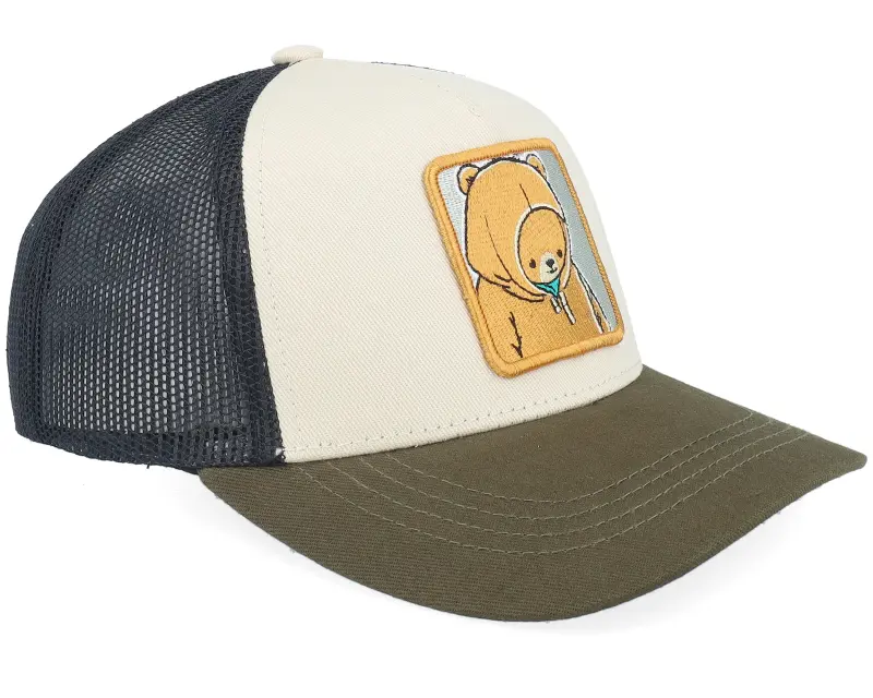 Kiddo Cap Kids Smiling Teddy Ivory/Black/Dark Mesh A-Frame Trucker online