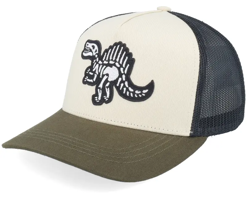 Kiddo Cap Kids Spinosaurus Skeleton Ivory/Black/Dark Mesh A-Frame Trucker online