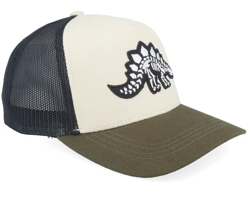 Kiddo Cap Kids Stegosaurus Skeleton Ivory/Black/Dark Mesh A-Frame Trucker online