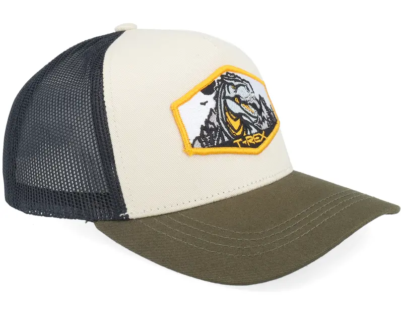 Kiddo Cap Kids T-rex Orange Patch Ivory/Black/Dark Mesh A-Frame Trucker online
