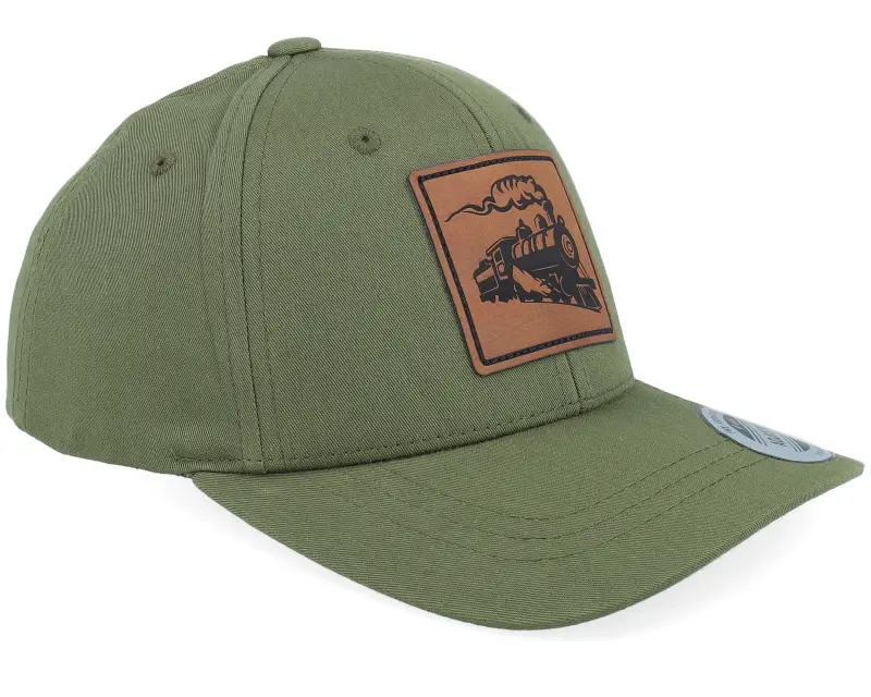 Kiddo Cap Kids Train Engraved Box Patch Olive Adjustable online