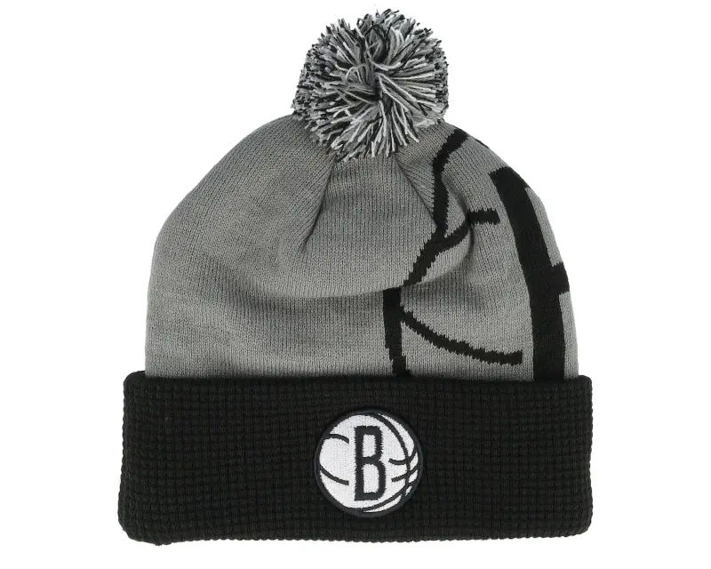 Outerstuff Kids Brooklyn Nets NBA Street Hoop Beanie Grey/Black Pom online