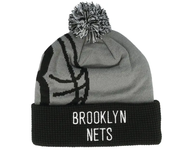 Outerstuff Kids Brooklyn Nets NBA Street Hoop Beanie Grey/Black Pom online