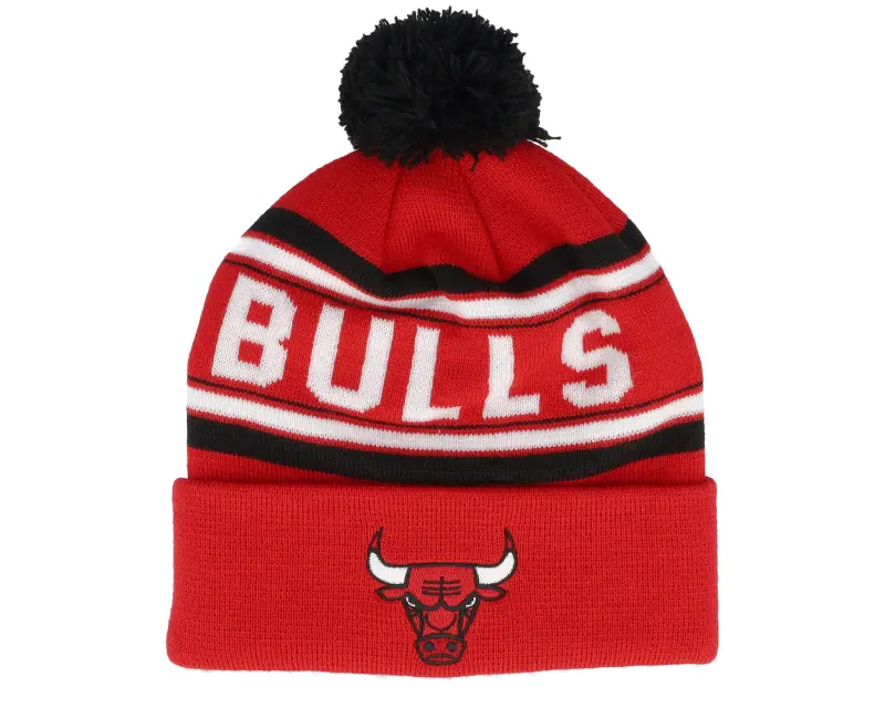 Outerstuff Kids Chicago Bulls NBA Jacquard Cuffed Beanie Red Pom online