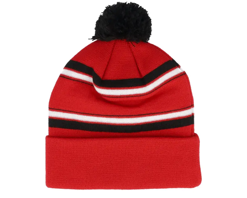 Outerstuff Kids Chicago Bulls NBA Jacquard Cuffed Beanie Red Pom online