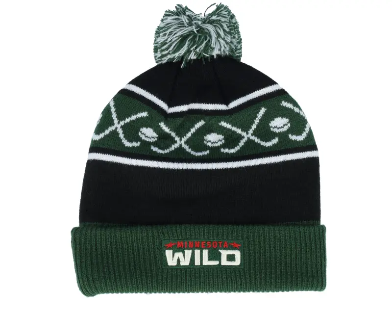 Outerstuff Kids Minnesota Wild Face-off Cuff Pom Beanie Fir/Black Pom online