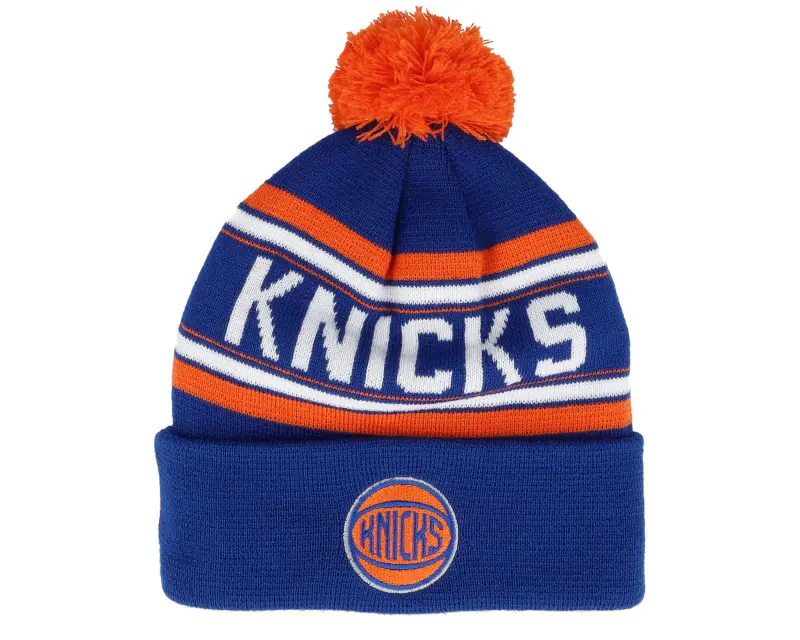 Outerstuff Kids New York Knicks NBA Jacquard Cuffed Blue/Orange Pom online
