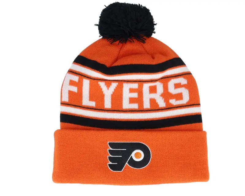 Outerstuff Kids Philadelphia Flyers Jacquard Cuff Beanie Orange Pom online
