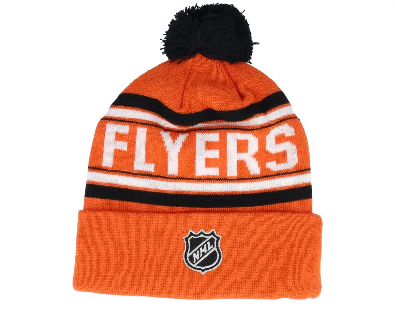 Outerstuff Kids Philadelphia Flyers Jacquard Cuff Beanie Orange Pom online