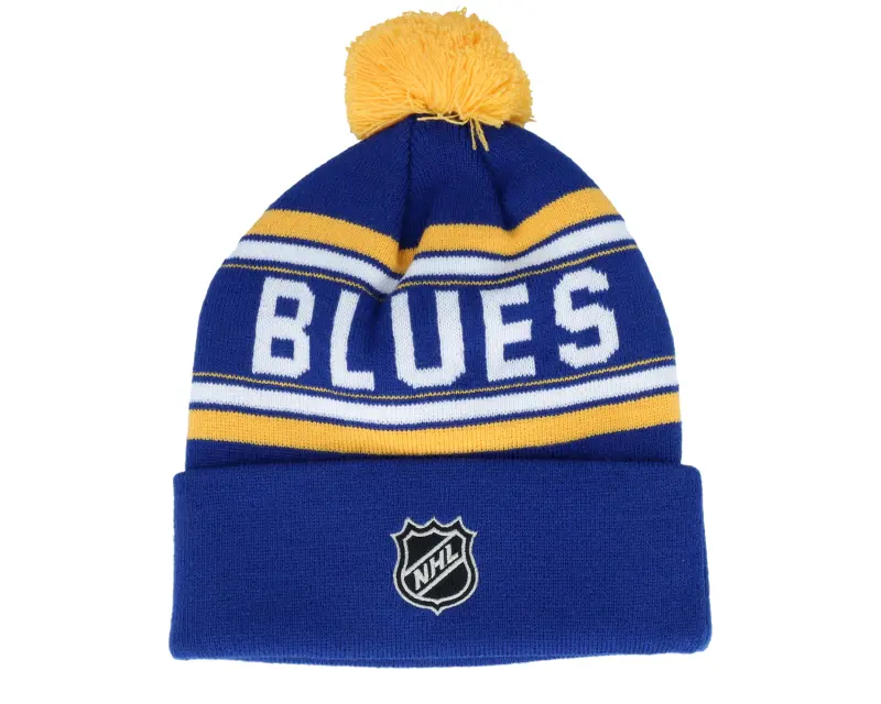 Outerstuff Kids St. Louis Blues Jacquard Cuff Beanie Blue/Yellow Pom online