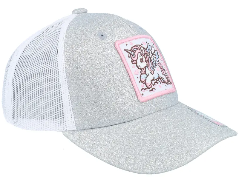 Unicorns Kids Flying Unicorn Patch Silver Glitter/White Trucker online