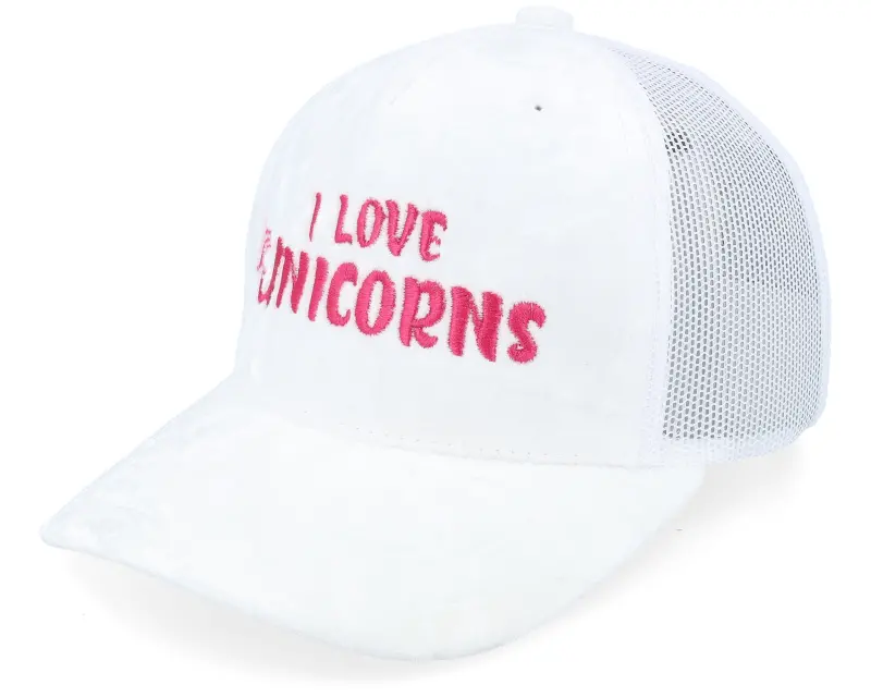 Unicorns Kids I Love Unicorns Youth White Velvet A-frame Trucker online
