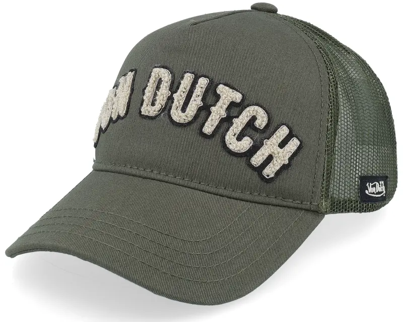 Von Dutch Logo Dark Green A-Frame Trucker online