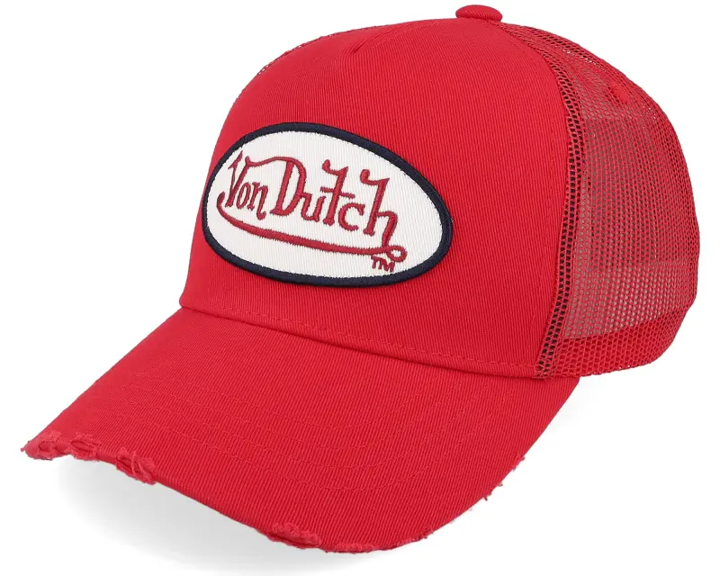 Von Dutch Oval Patch Red A-Frame Trucker online