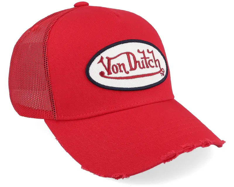 Von Dutch Oval Patch Red A-Frame Trucker online