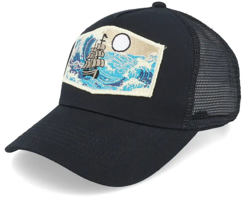 Wild Spirit Kids Big Boat & Waves Patch Black A-frame Trucker online