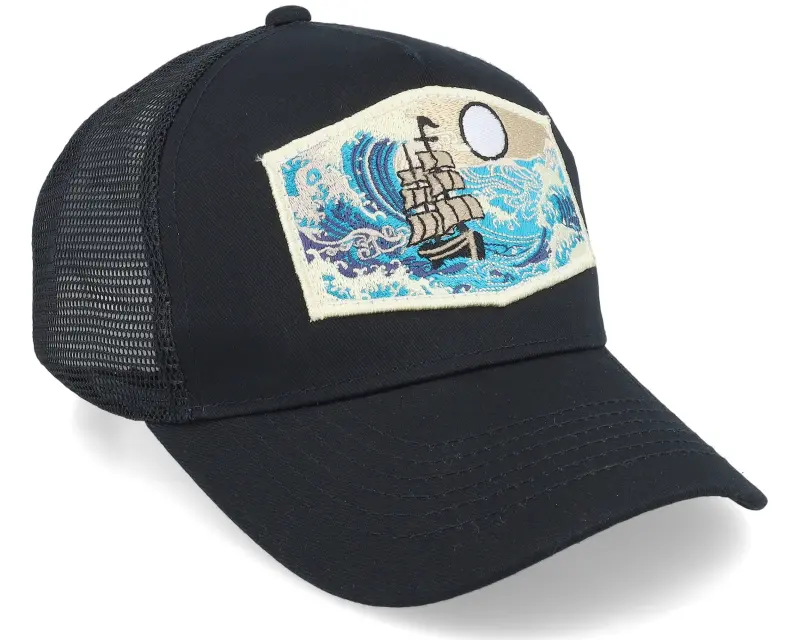 Wild Spirit Kids Big Boat & Waves Patch Black A-frame Trucker online