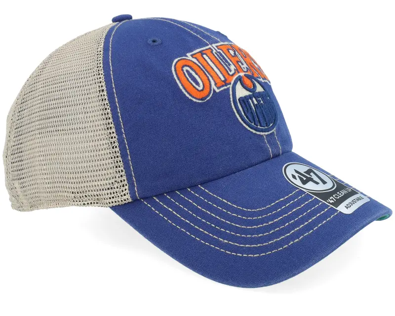 47 Brand Edmonton Oilers NHL Clean Up Vintage Royal Unconstructed Trucker online
